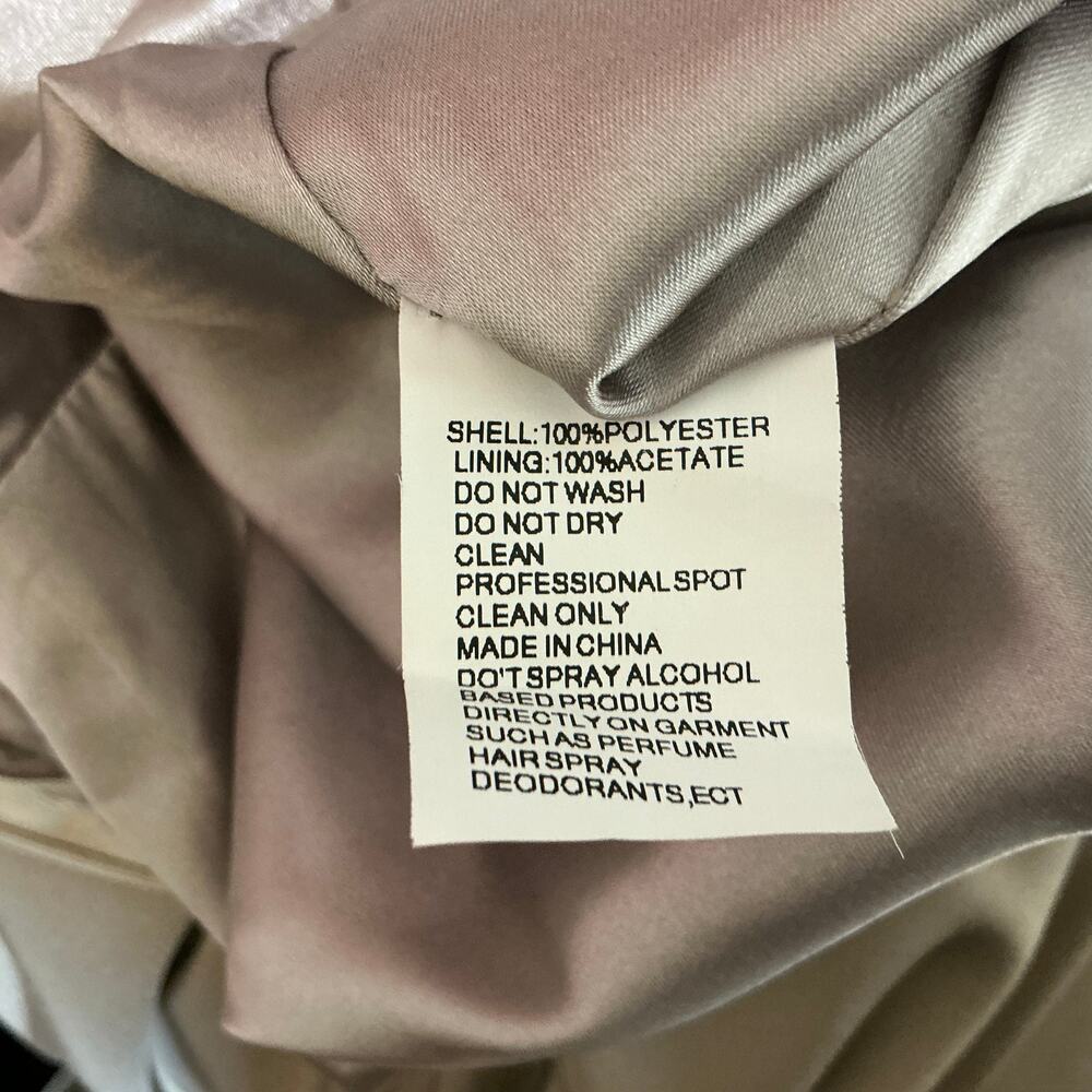 Mac Duggal 20346 Taupe Evening Gown Beaded Long Sleeve A-Line Dress Size 18 - Picture 11 of 12